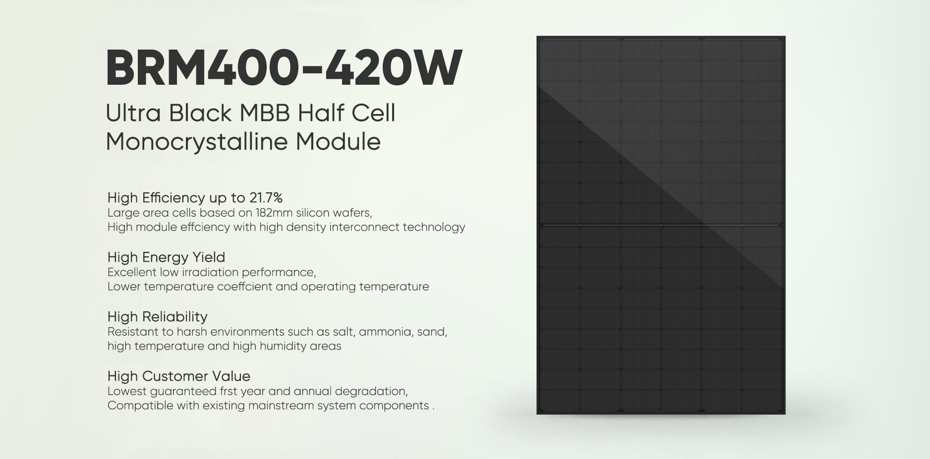 पोस्टर-400W-420W सौर प्यानल अल्ट्रा ब्ल्याक मोनोक्रिस्टलाइन मोड्युल