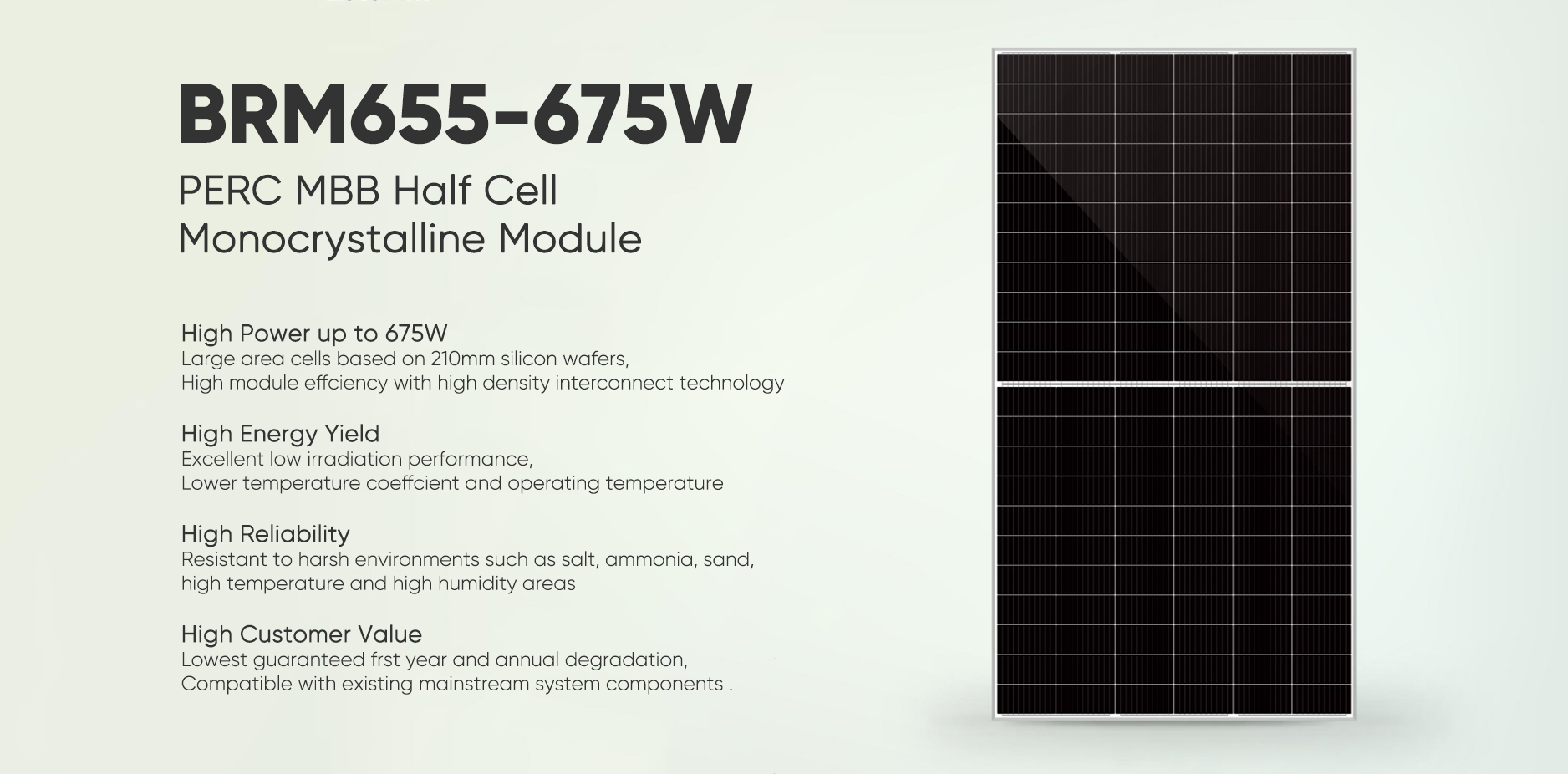 Плакат-655W-675W слънчев панел с половин клетка монокристален модул